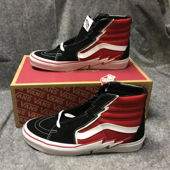 NEW Mens VANS Sk8-Hi BOLT US Size 10 Suede Canvas Black / Red - VN0A5JIV458 RARE - Picture 2 of 7